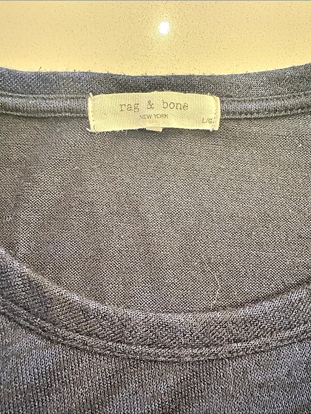 rag & bone The Knit Long Sleeve Top Black Crewneck Long Sleeve Size Large Like - Picture 2 of 3